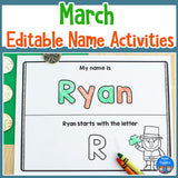 March Name Practice Worksheets and Activities