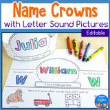 Editable Name Crowns with Letter Sounds