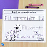 Dinosaur Editable Name Practice Worksheets and Activities