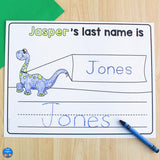 Dinosaur Editable Name Practice Worksheets and Activities