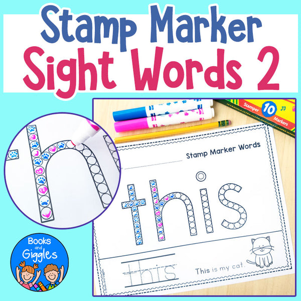 Kindergarten Sight Word Worksheets for Stamp Markers