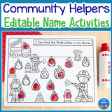 Community Helpers Name Practice Worksheets and Activities