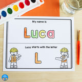 Construction Name Practice Worksheets and Activities