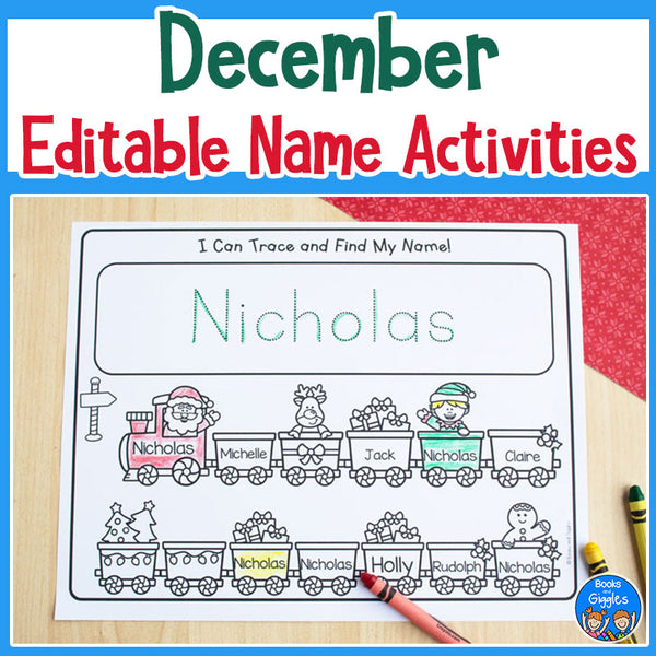 December Name Practice Worksheets and Activities