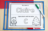 December Name Practice Worksheets and Activities