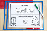 December Name Practice Worksheets and Activities