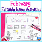 February Name Practice Worksheets and Activities