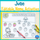 June Name Practice Worksheets and Activities