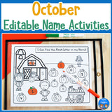 October Name Practice Worksheets and Activities