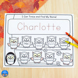 October Name Practice Worksheets and Activities