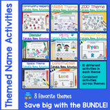 Themed Name Practice Worksheets and Activities BUNDLE