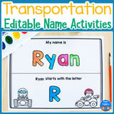 Transportation Name Practice Worksheets and Activities